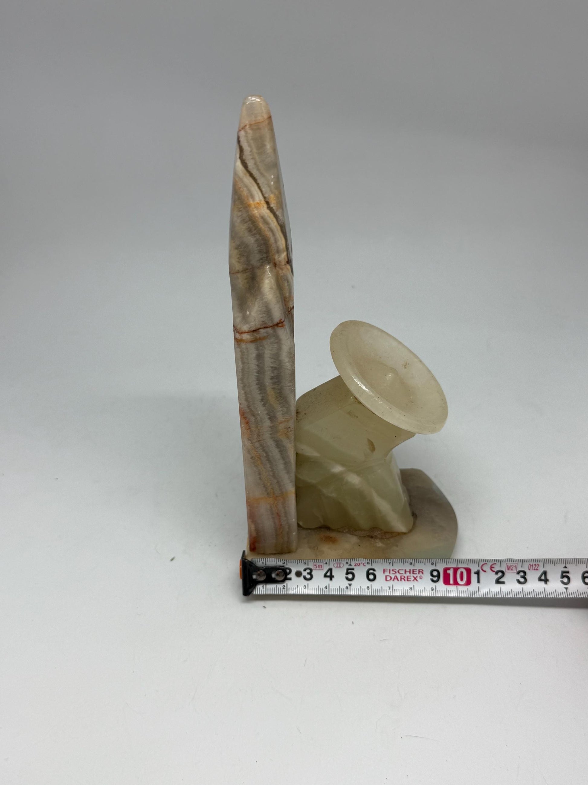 Elegant Marble Bookend, Natural Earthy Tones, Horn and Vase Design, Unique Home Decor, Onyx Marble, Single piece, unique present