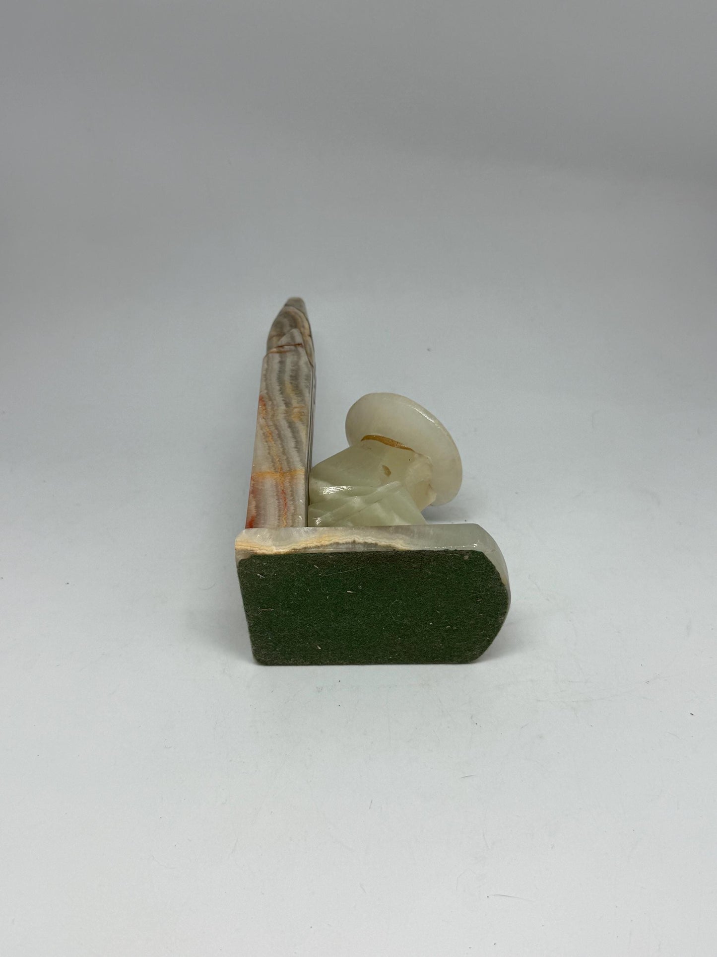 Elegant Marble Bookend, Natural Earthy Tones, Horn and Vase Design, Unique Home Decor, Onyx Marble, Single piece, unique present