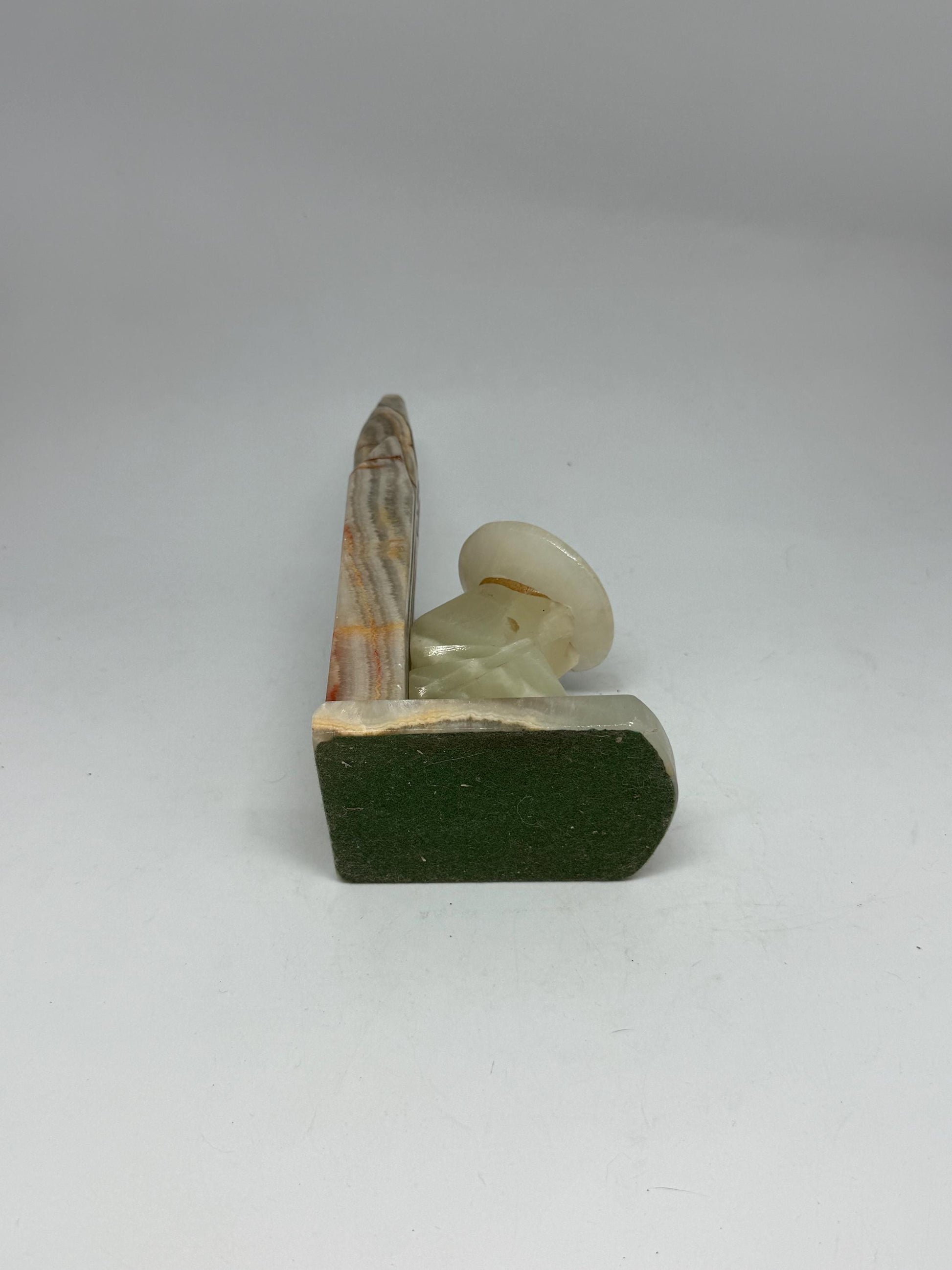 Elegant Marble Bookend, Natural Earthy Tones, Horn and Vase Design, Unique Home Decor, Onyx Marble, Single piece, unique present