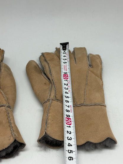 Vintage Light Brown Leather Winter Gloves — additional view 6