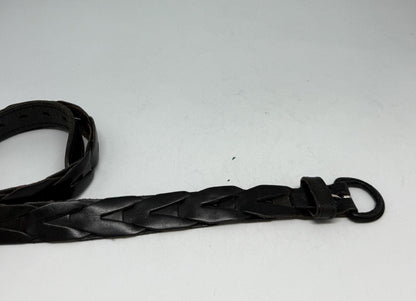 Braided Black Genuine Leather Belt — back view