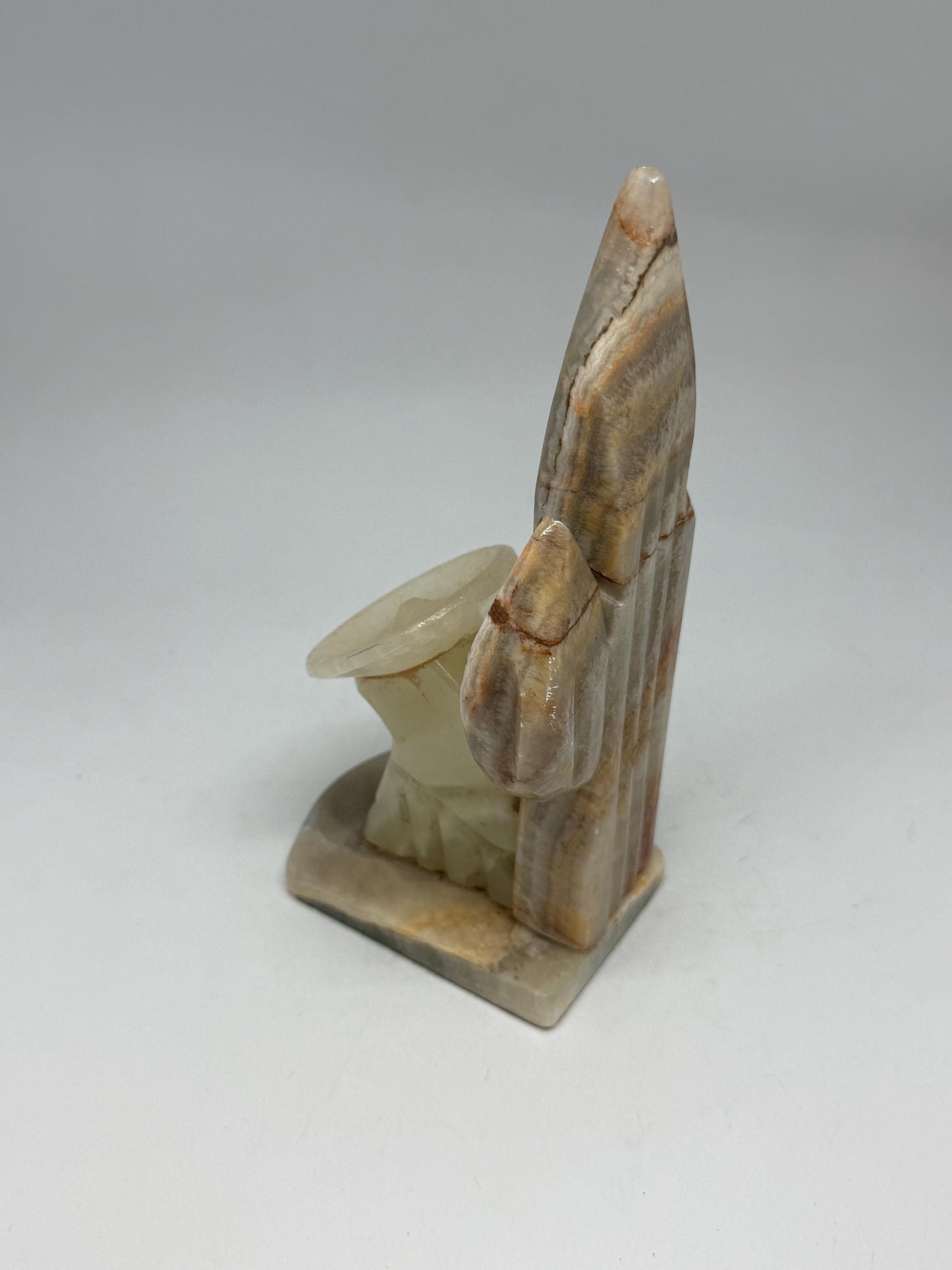 Elegant Marble Bookend, Natural Earthy Tones, Horn and Vase Design, Unique Home Decor, Onyx Marble, Single piece, unique present