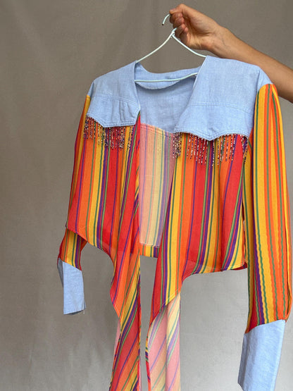 Vintage Bohemian Long Sleeve Crop Top — additional view 8