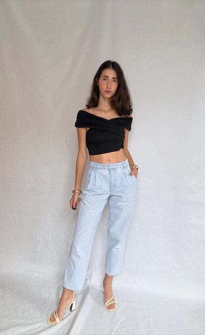 Indigo Cotton Retro 90s Trousers — detail