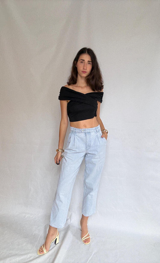 Commander indigo trousers, 100% cotton, relaxed fit, zipper closure, straight leg, retro 90s vibe, US S, casual versatility