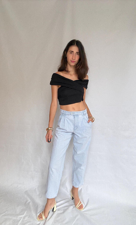 Commander indigo trousers, 100% cotton, relaxed fit, zipper closure, straight leg, retro 90s vibe, US S, casual versatility