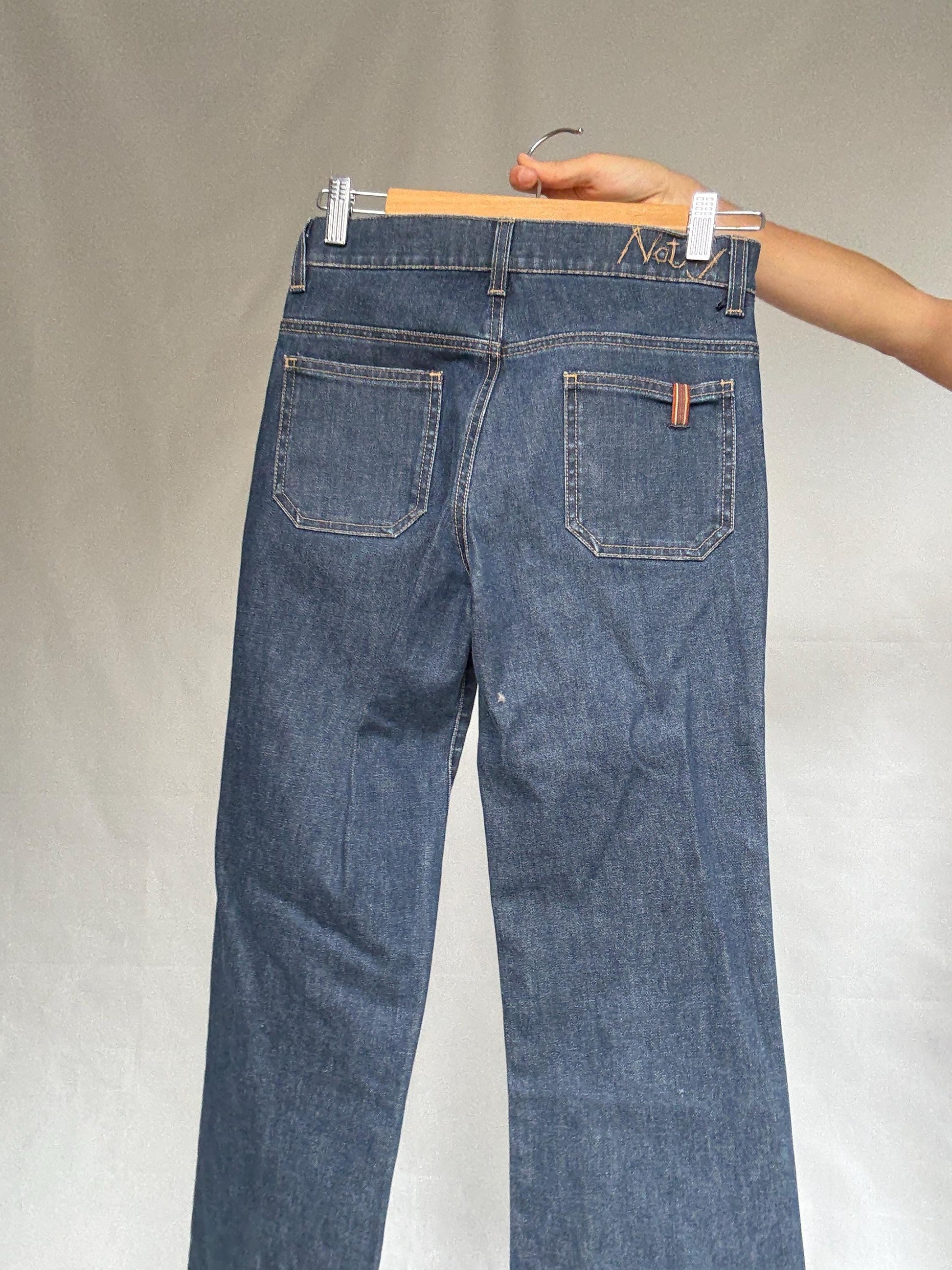 Notify Italian designer jeans, Flared design tall woman pants, Bootcut retro 70s trousers, US S, casual streetwear