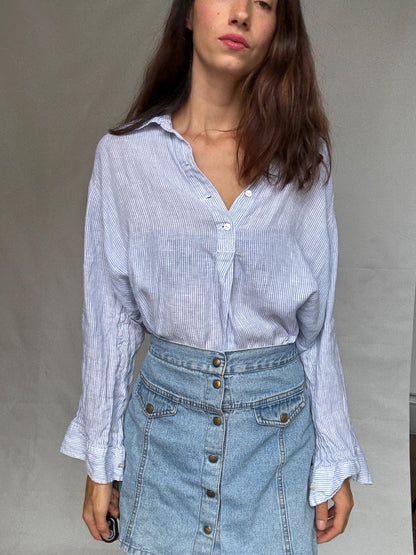 Striped Linen Blouse With Mother Of Pearl Buttons — additional view 5