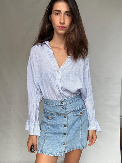 Striped Linen Blouse With Mother Of Pearl Buttons — additional view 10