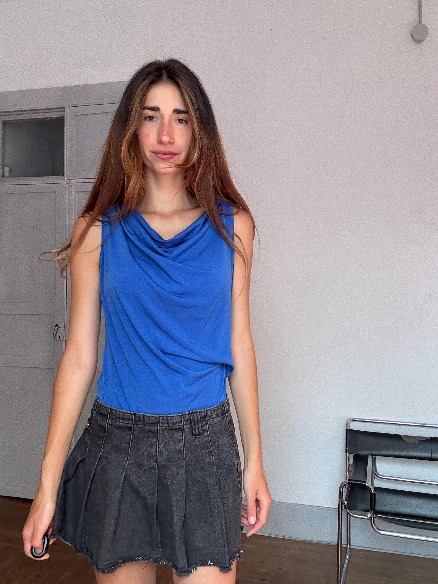 Elegant Michael Kors Draped Blue Camisole – Secondhand Designer Top – Size M