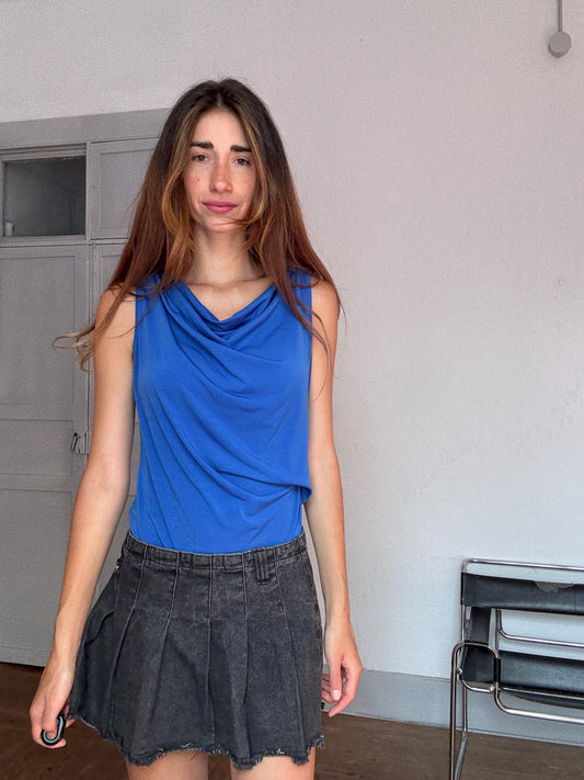 Elegant Michael Kors Draped Blue Camisole – Secondhand Designer Top – Size M