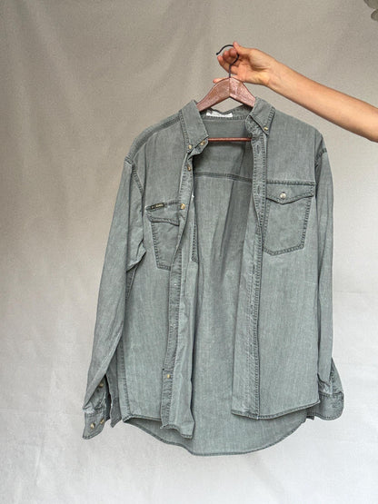 Vintage Light Gray Denim Shirt — additional view 7
