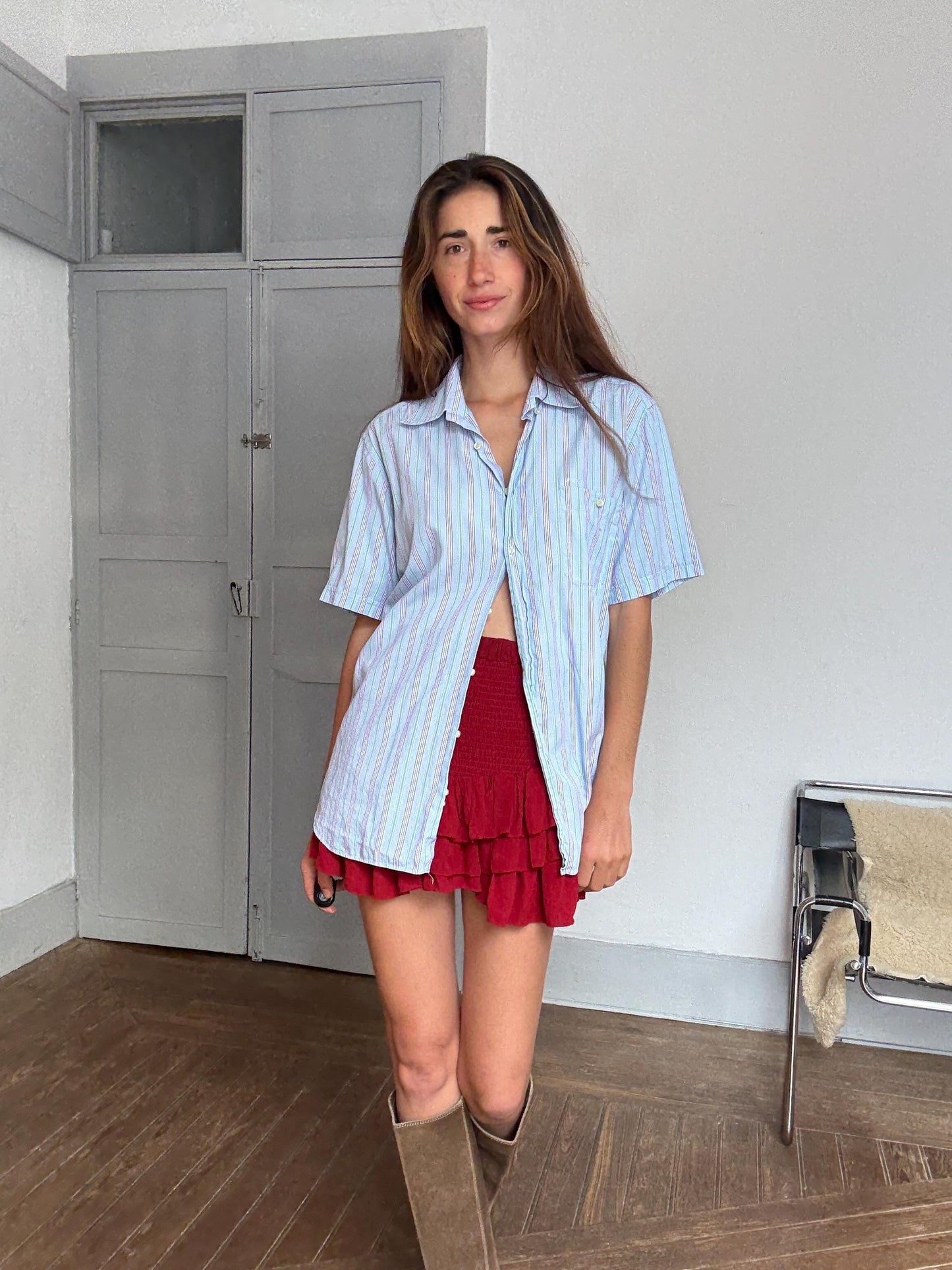 Vintage Ungaro Men’s Striped Shirt – Unisex Fit, French Designer, Button Down, Size L/XL, Styled Cropped or Loose