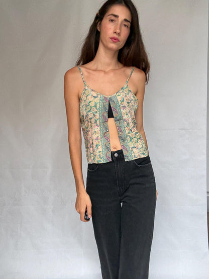 Silk Paisley Boho Camisole Top — detail