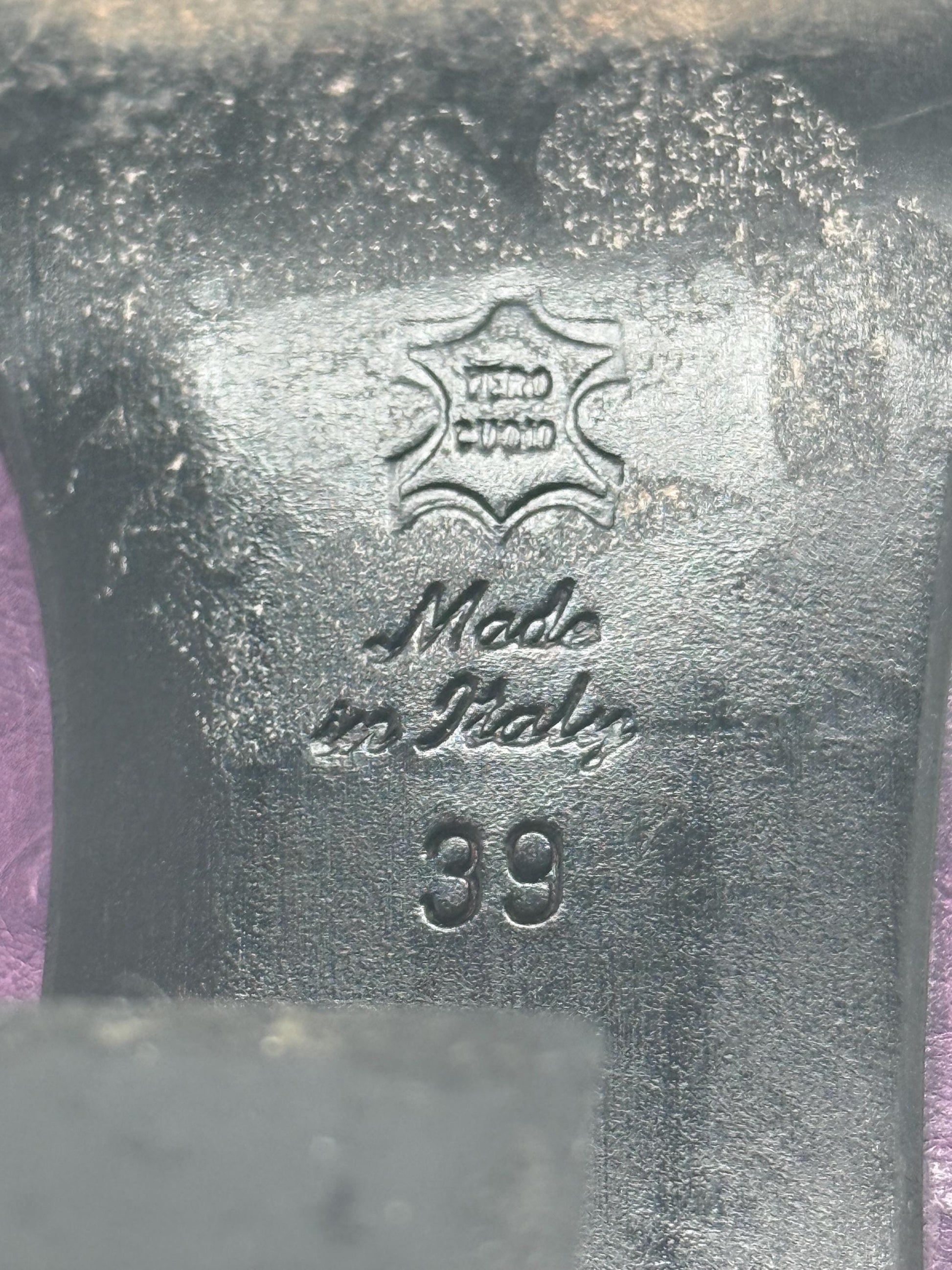 Luciana Cavalli purple leather heels, Y2K vintage style, textured leather, square toe, US 8, EU 39, evening retro vibe