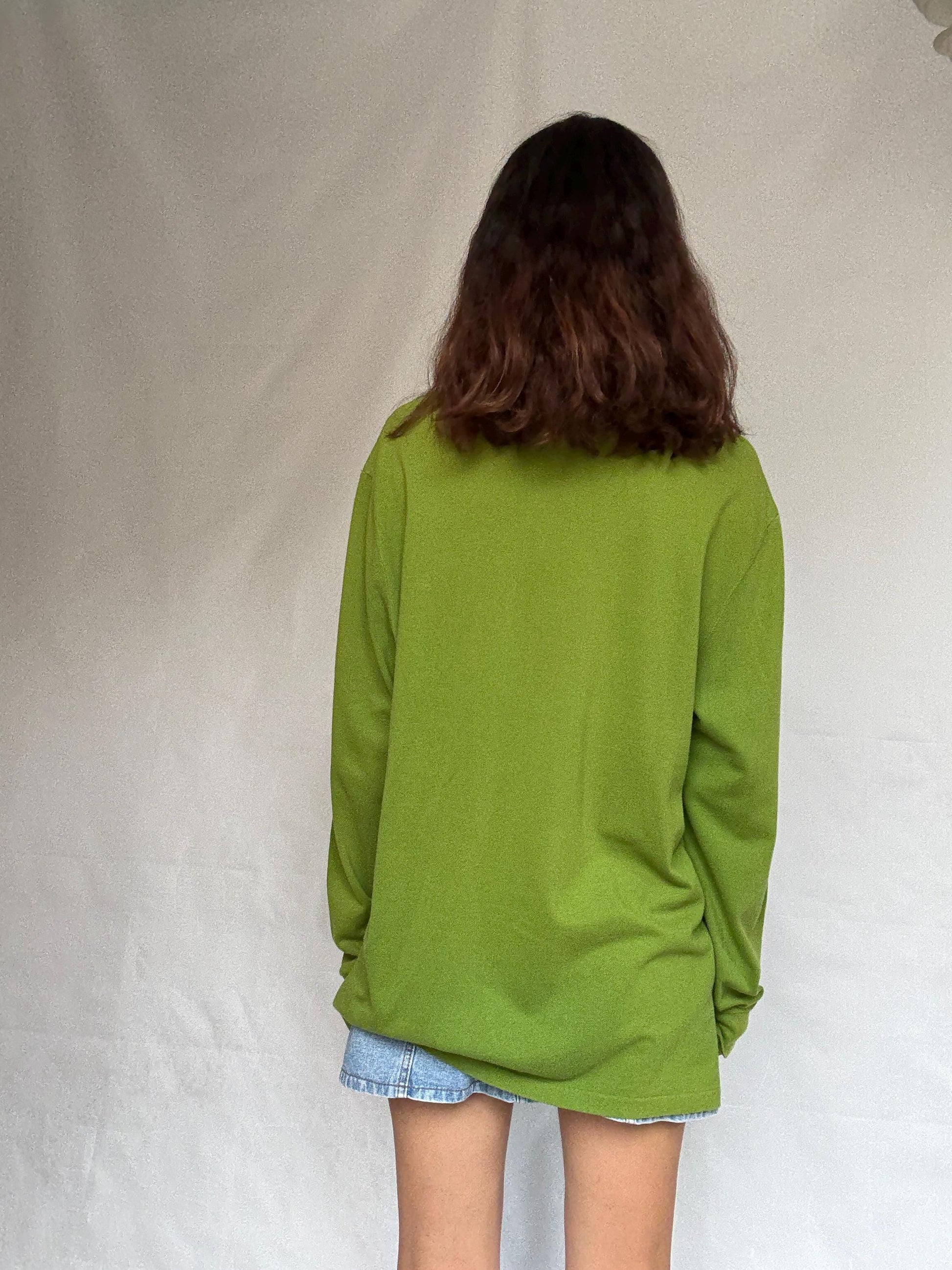 Ralph Lauren green long sleeve polo shirt, 100% cotton slim fit preppy Nicky Hilton Rothschild vibe, US XL, casual streetwear