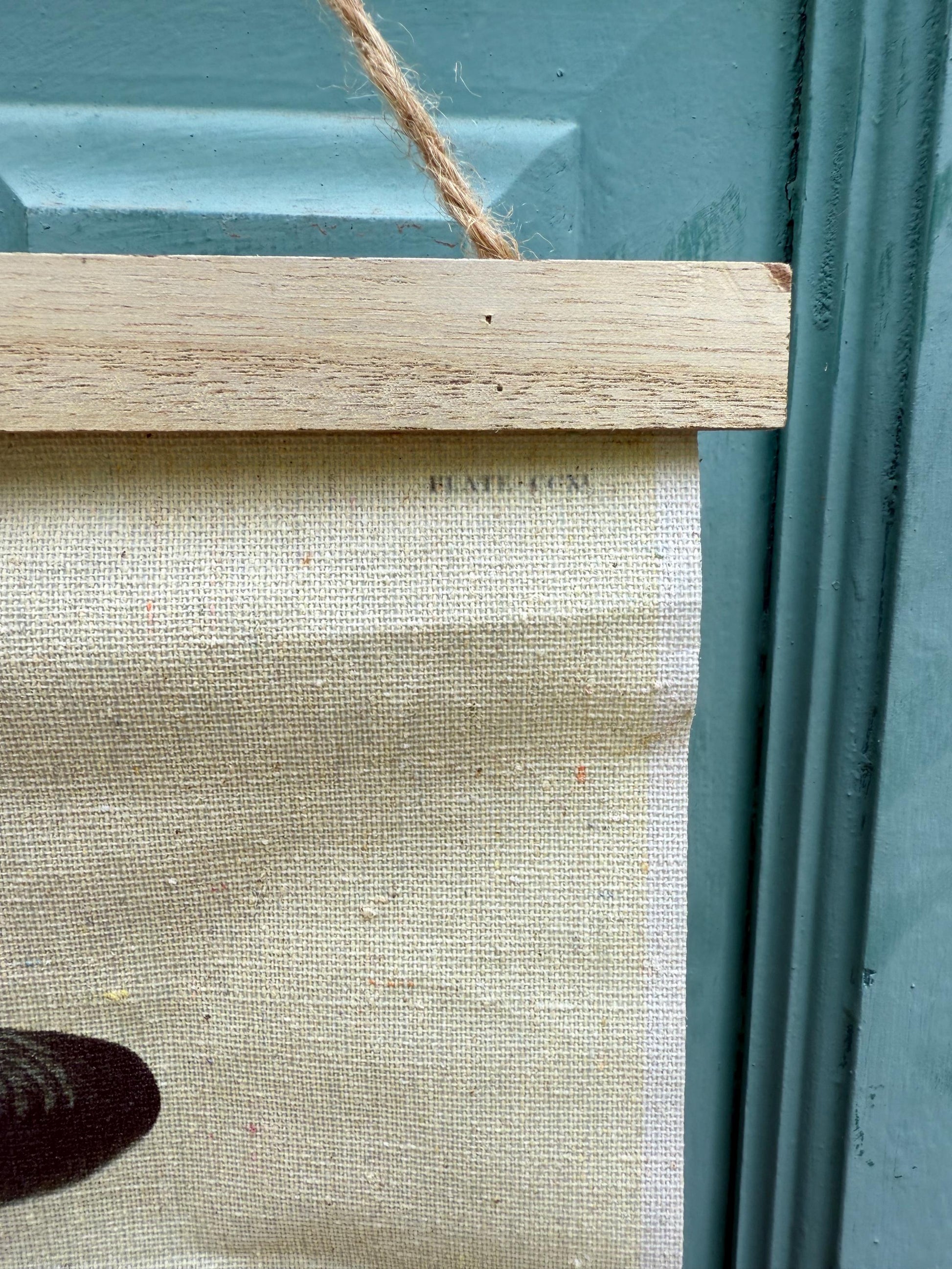 John James Audubon Style Great Blue Heron Linen Wall Hanging, Natural History Bird Illustration, Vintage Inspired Home Decor