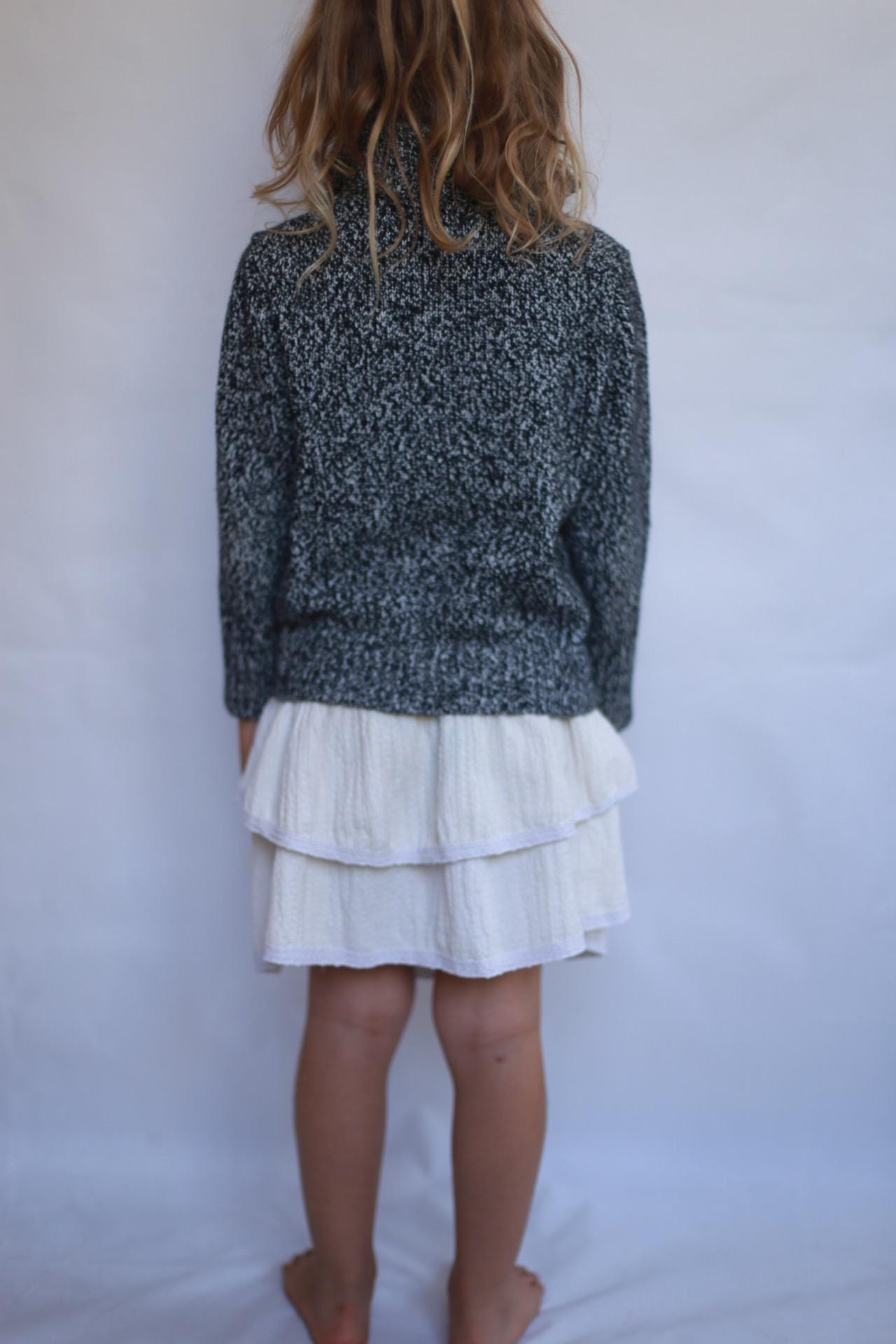 Polo Ralph Lauren grey speckled sweater, 100% cotton, relaxed fit, half zip collar, casual versatile, US 5 kids, everyday wear