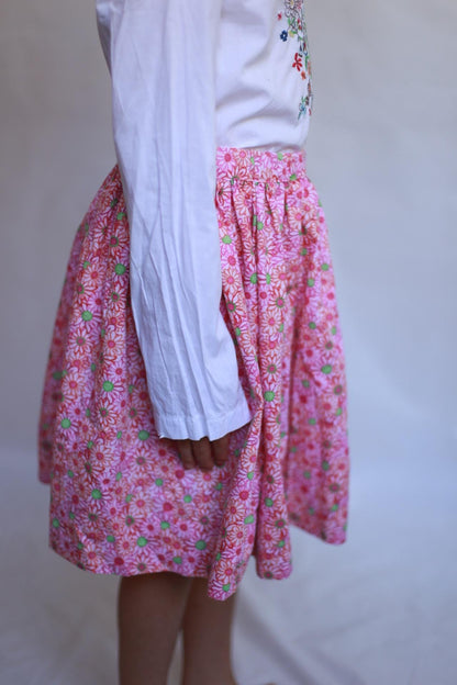 Vintage Pink Floral Summer Skirt — back view