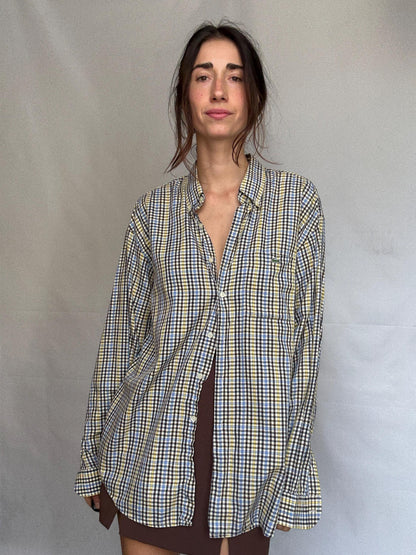 Lacoste Cotton Plaid Button-Up Shirt — detail