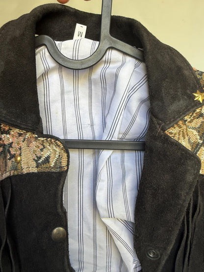 Vintage Black Suede Fringe Jacket for Kids — additional view 5