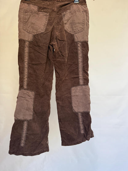 Brown Tencel Kids Trousers Retro Style Elastic Waist