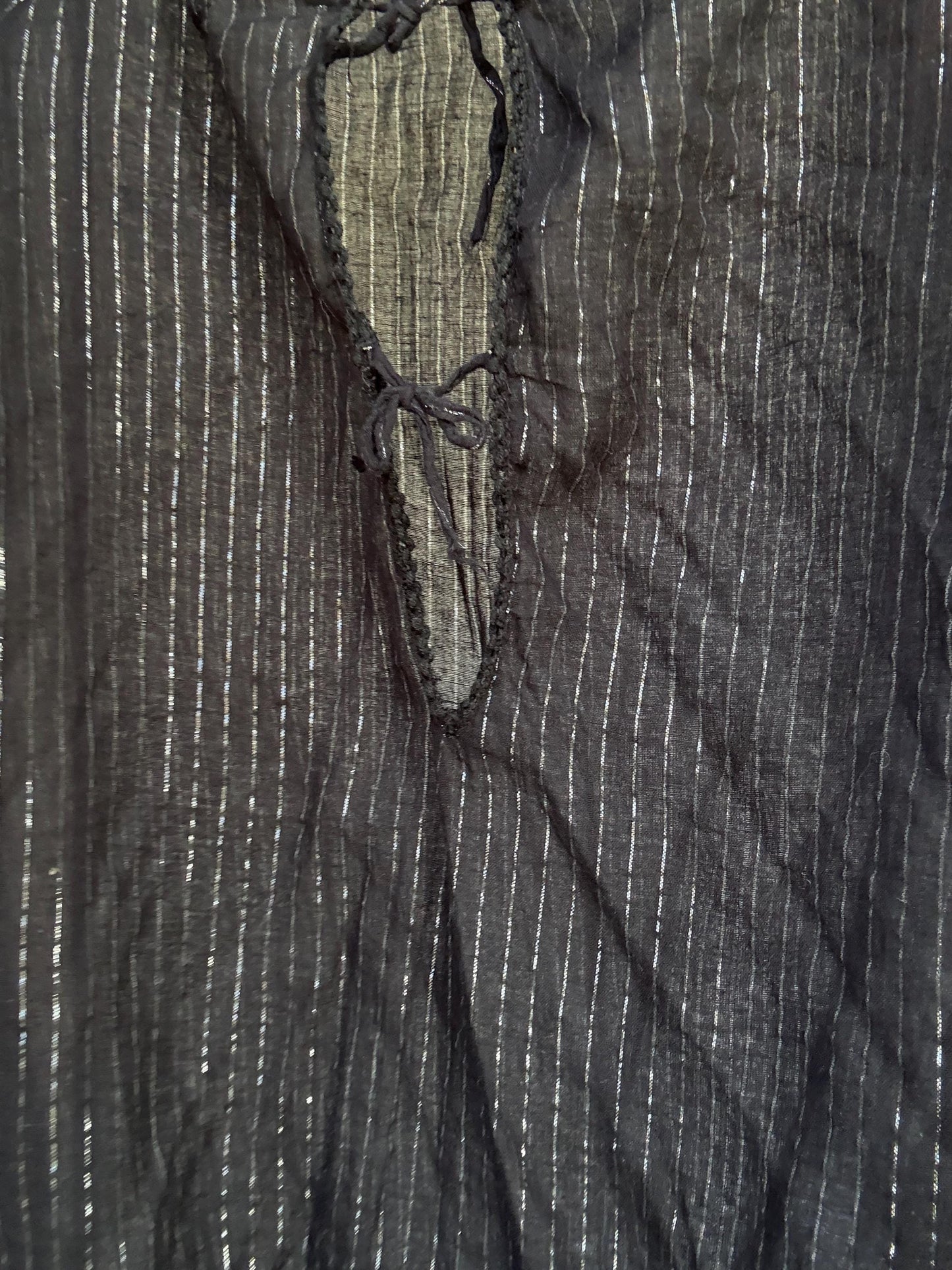 Vintage black sheer metallic top, Cute open neck with tie detail, y2k britney spears style, US M, evening summer