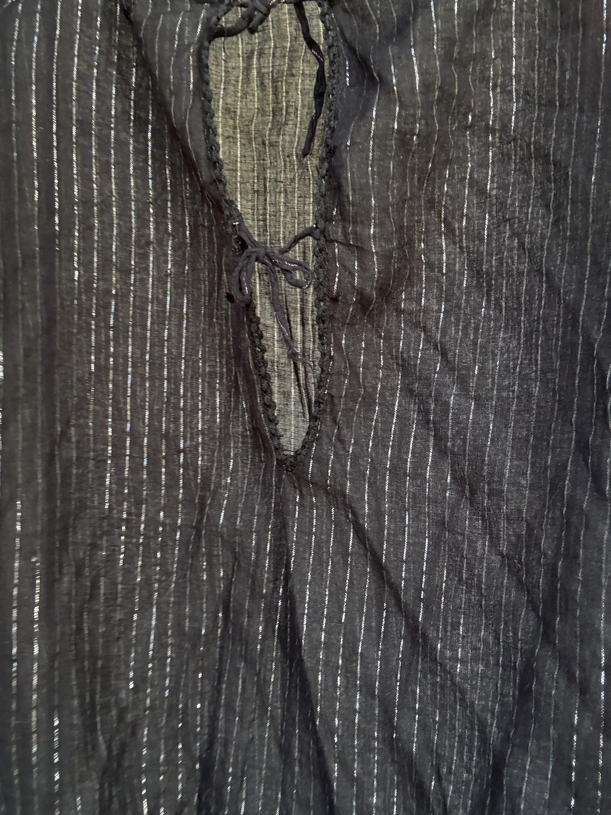 Vintage black sheer metallic top, Cute open neck with tie detail, y2k britney spears style, US M, evening summer