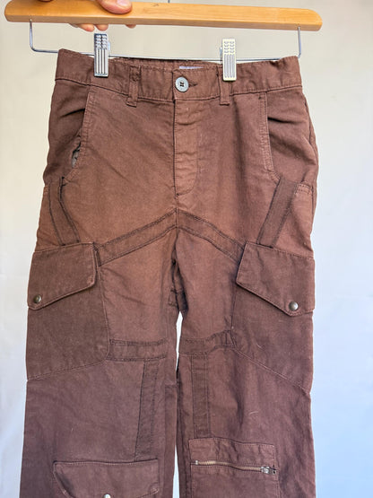 90s Vintage Brown Cargo Pants — fabric close-up