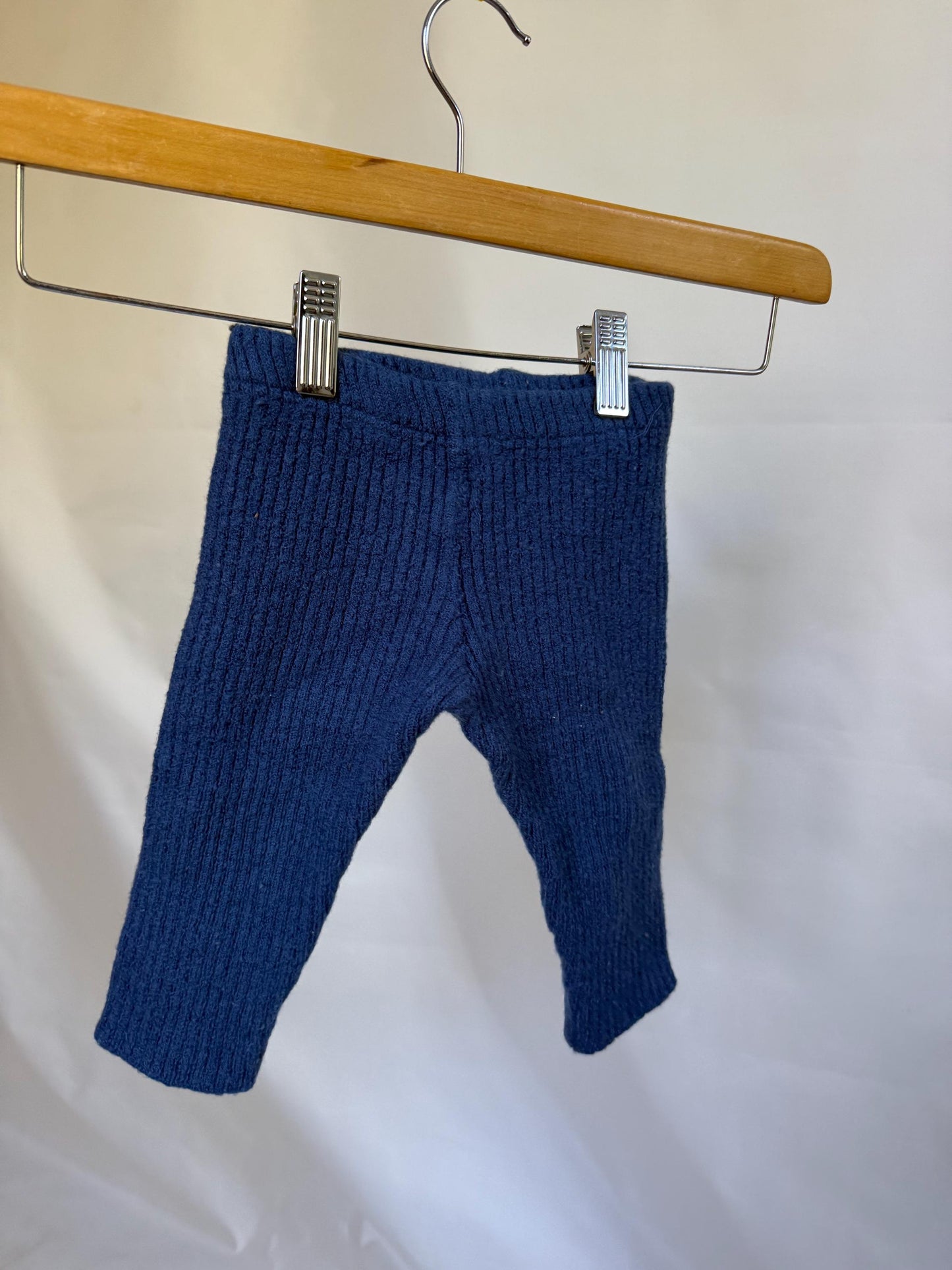 Disana blue organic virgin wool pants, elastic waist, made in Germany, retro 80s, US 6-12 months, casual comfort