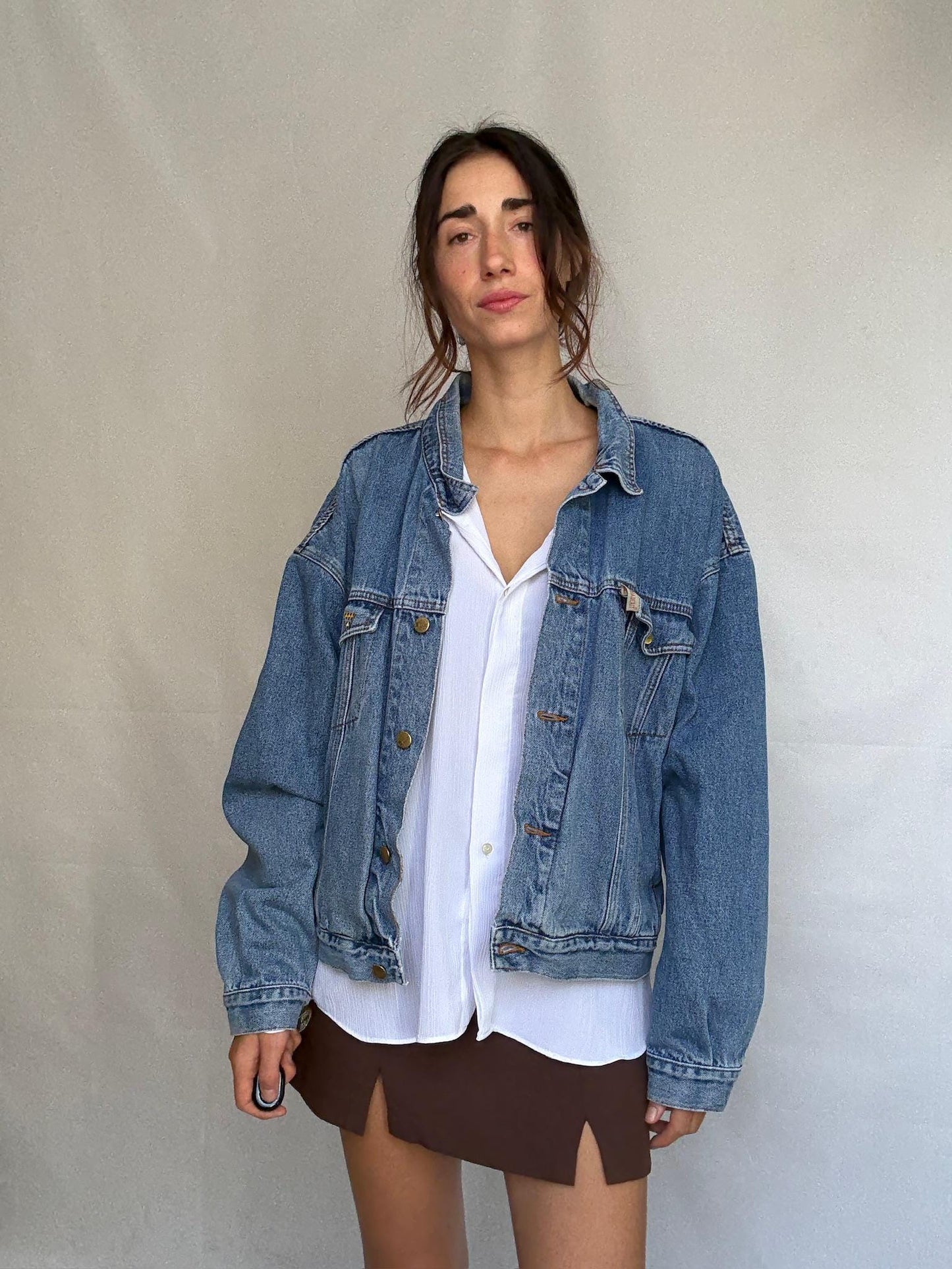 Vintage blue denim 80s jacket, Retro cool menswear, Oversized boyfriend clothing, Punk streetwear, retro 90s Kristen Stewart vibe, US XL
