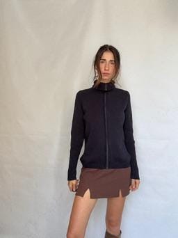 Dark Blue Cotton Cardigan Vest — additional view 5