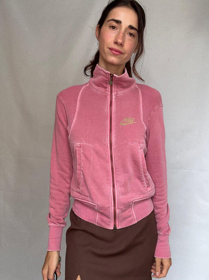 Nike Pink Cotton Zip Vest — fabric close-up