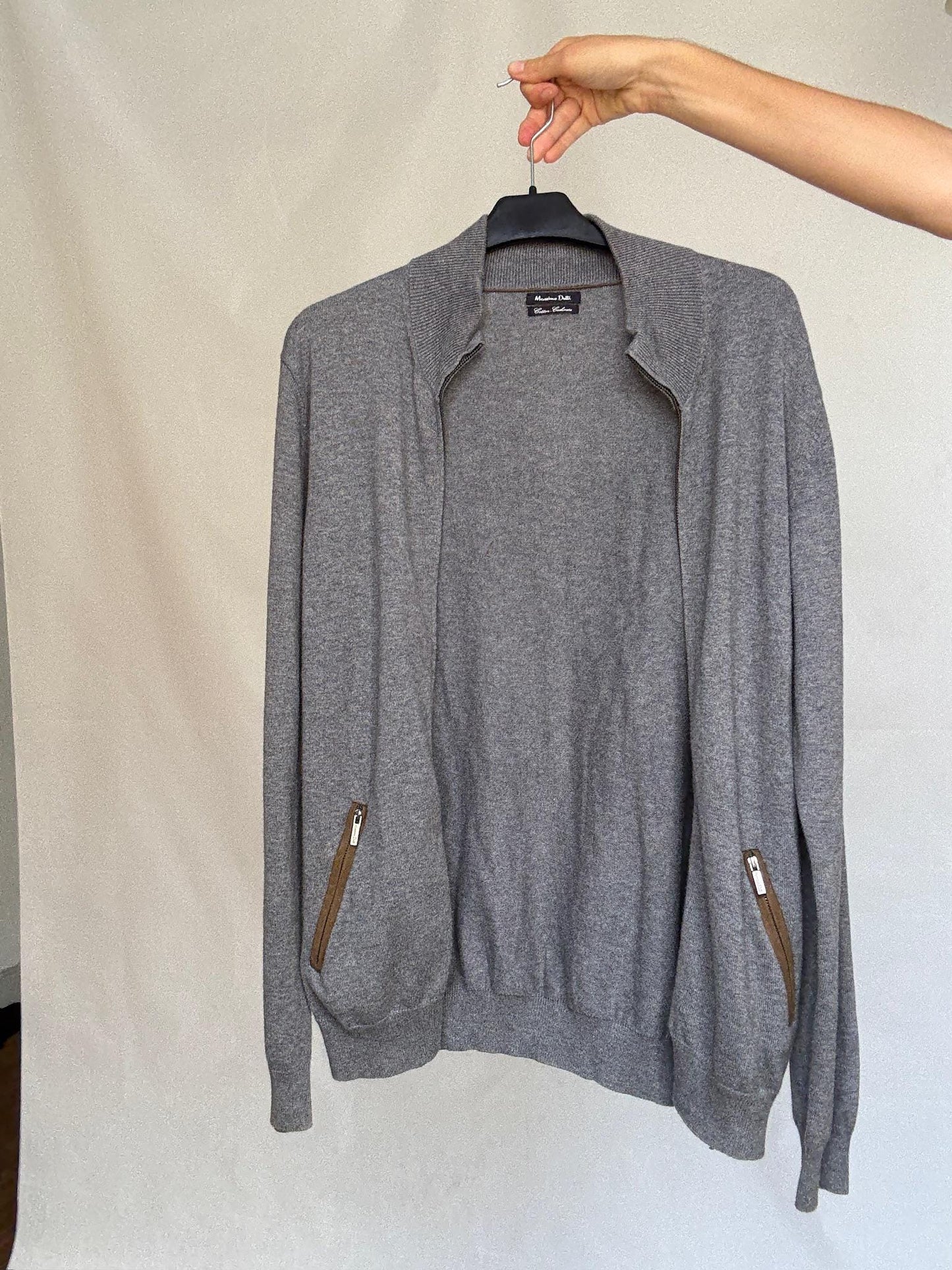 Massimo Dutti gray knit vest, cotton cashmere blend, minimalist chic, US M