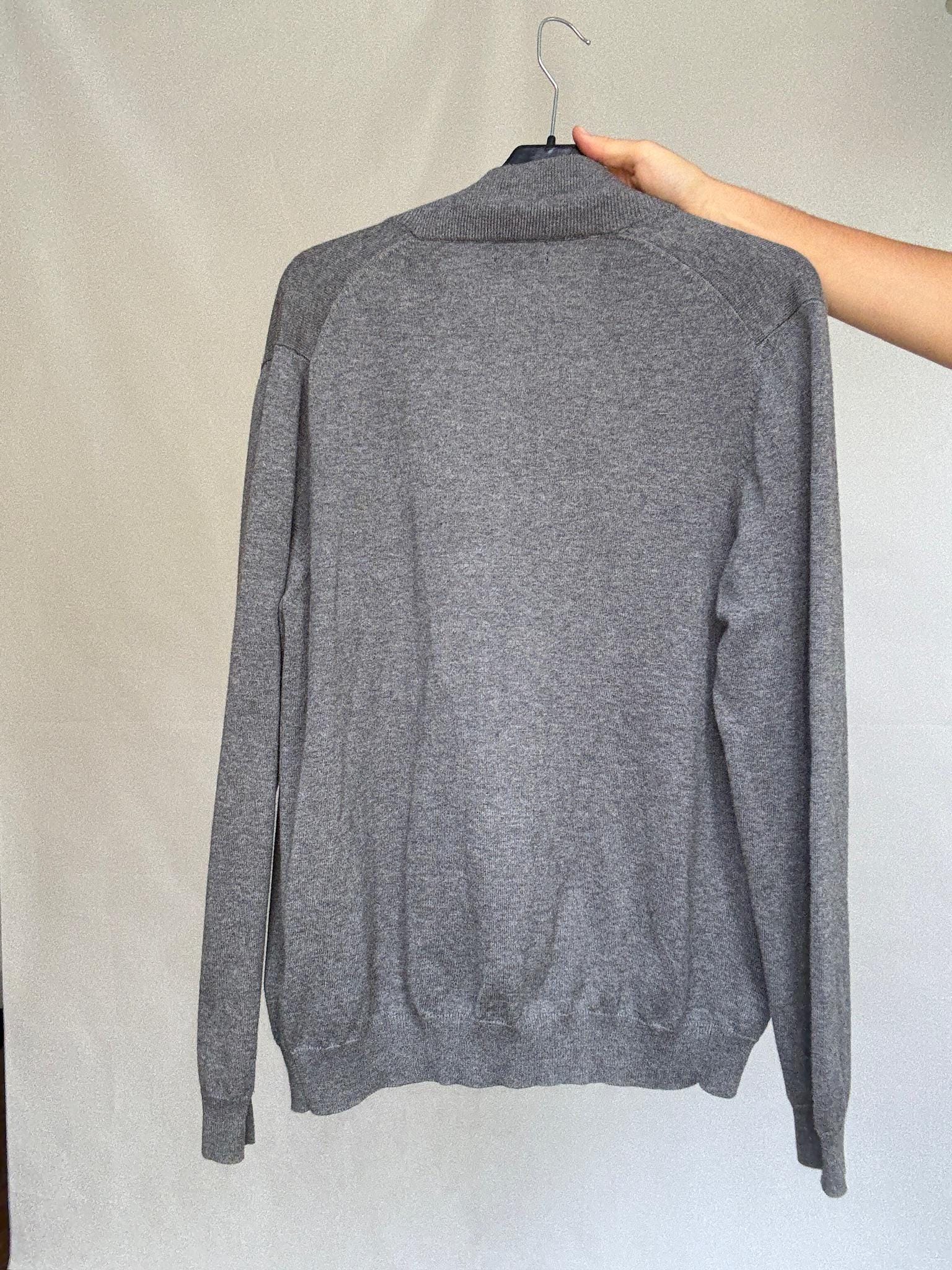 Massimo Dutti gray knit vest, cotton cashmere blend, minimalist chic, US M