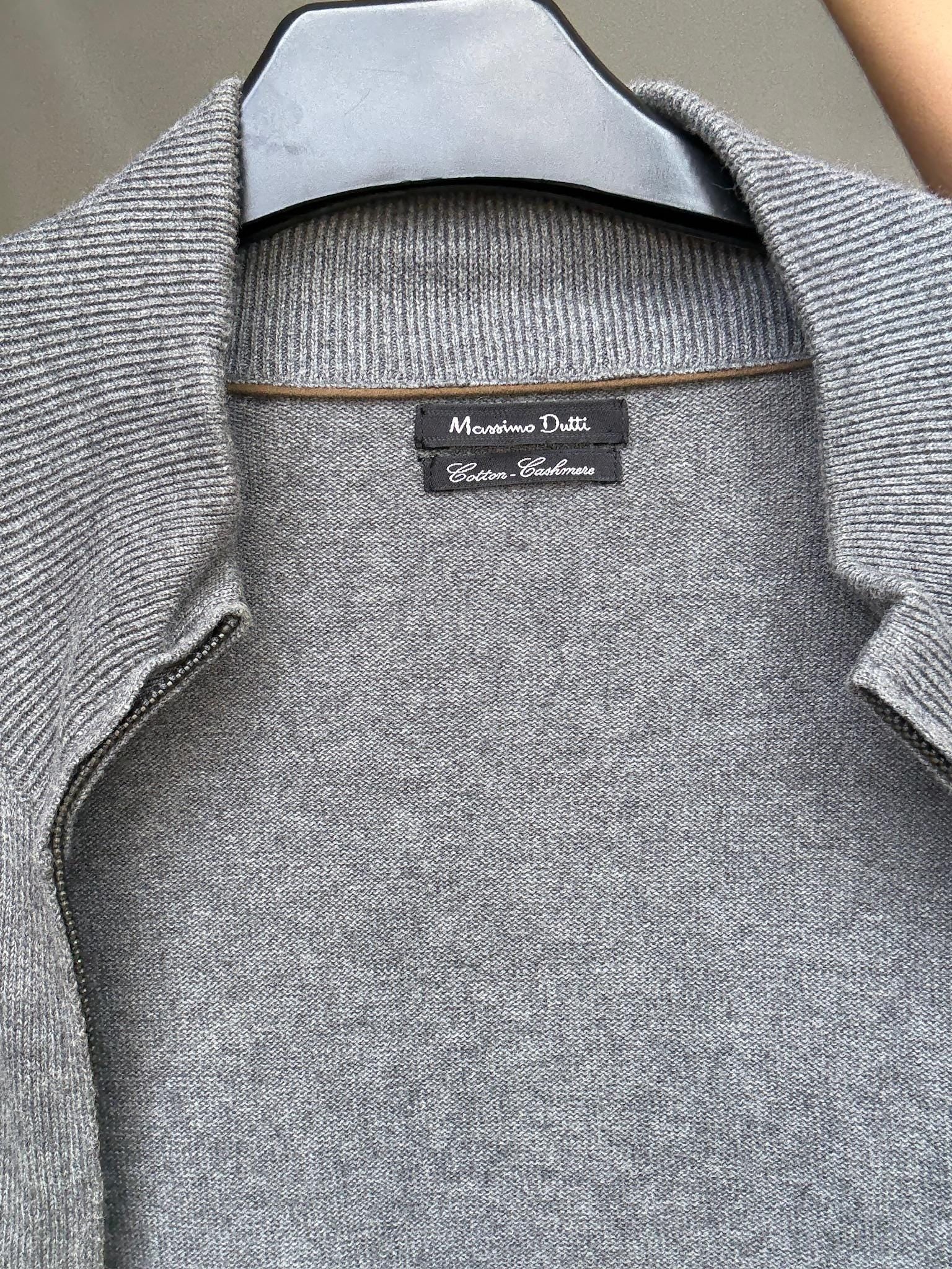 Massimo Dutti gray knit vest, cotton cashmere blend, minimalist chic, US M