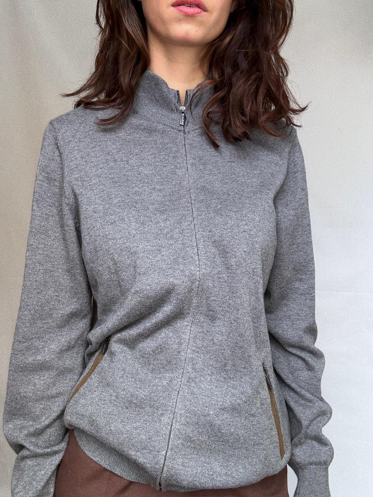 Massimo Dutti gray knit vest, cotton cashmere blend, minimalist chic, US M