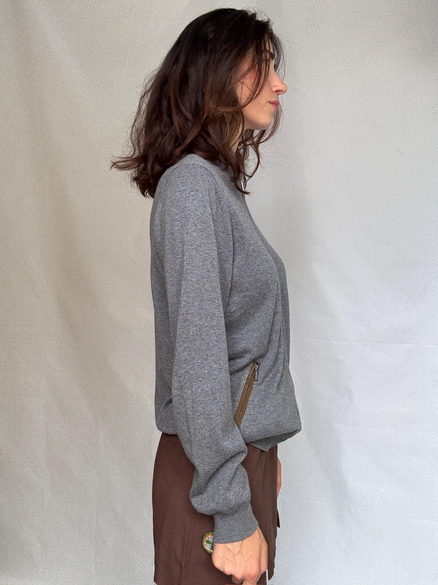 Massimo Dutti gray knit vest, cotton cashmere blend, minimalist chic, US M