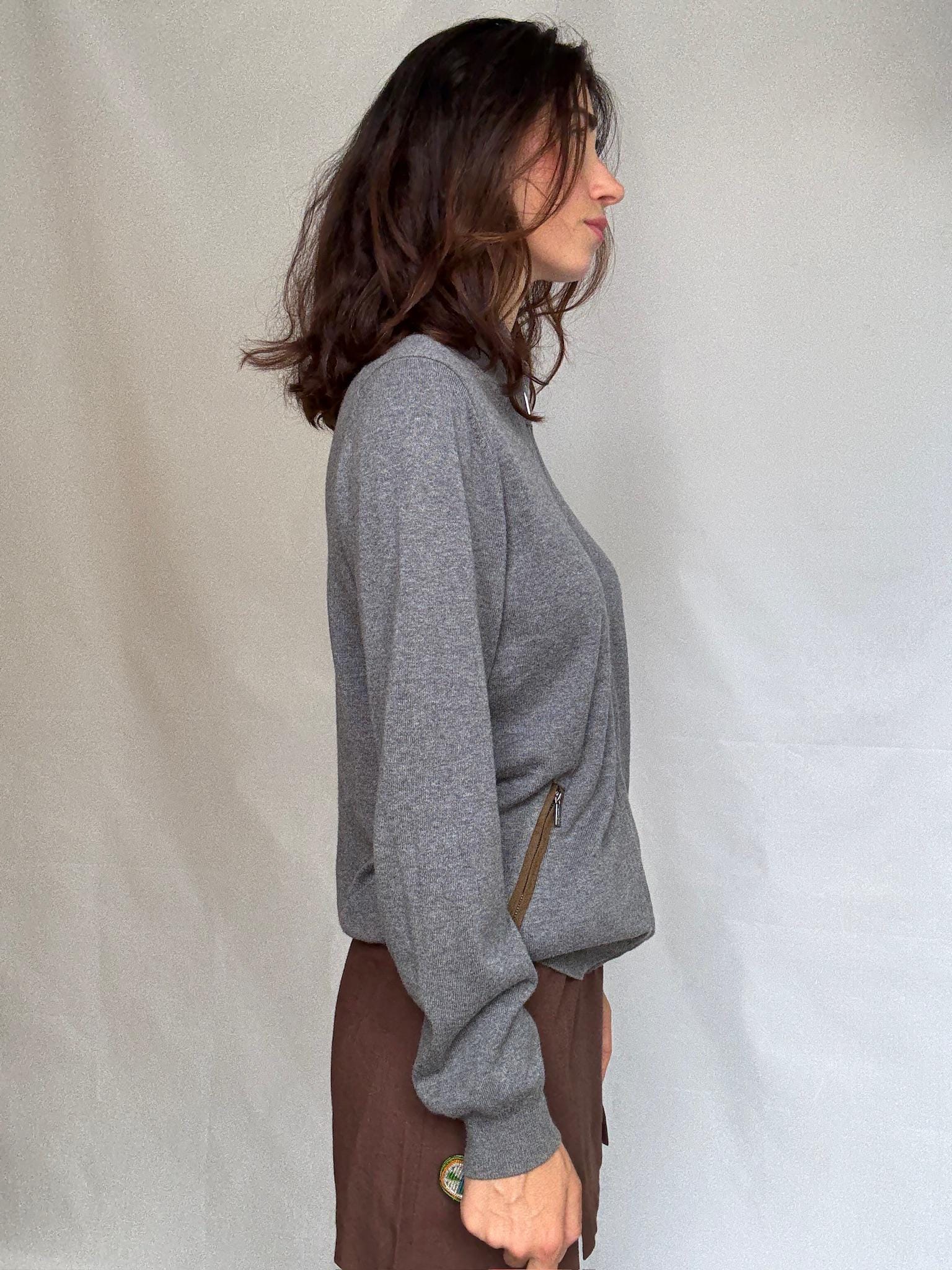 Massimo Dutti gray knit vest, cotton cashmere blend, minimalist chic, US M