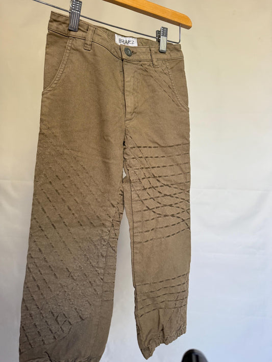 Braez brown pants, 100% cotton, regular fit, made in italy, casual streetwear style, Children Size 6, everyday comfort