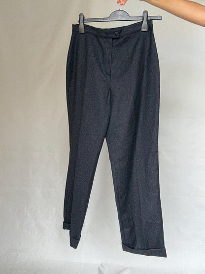 Vintage Dark Blue Wool High-Waist Pants — additional view 7