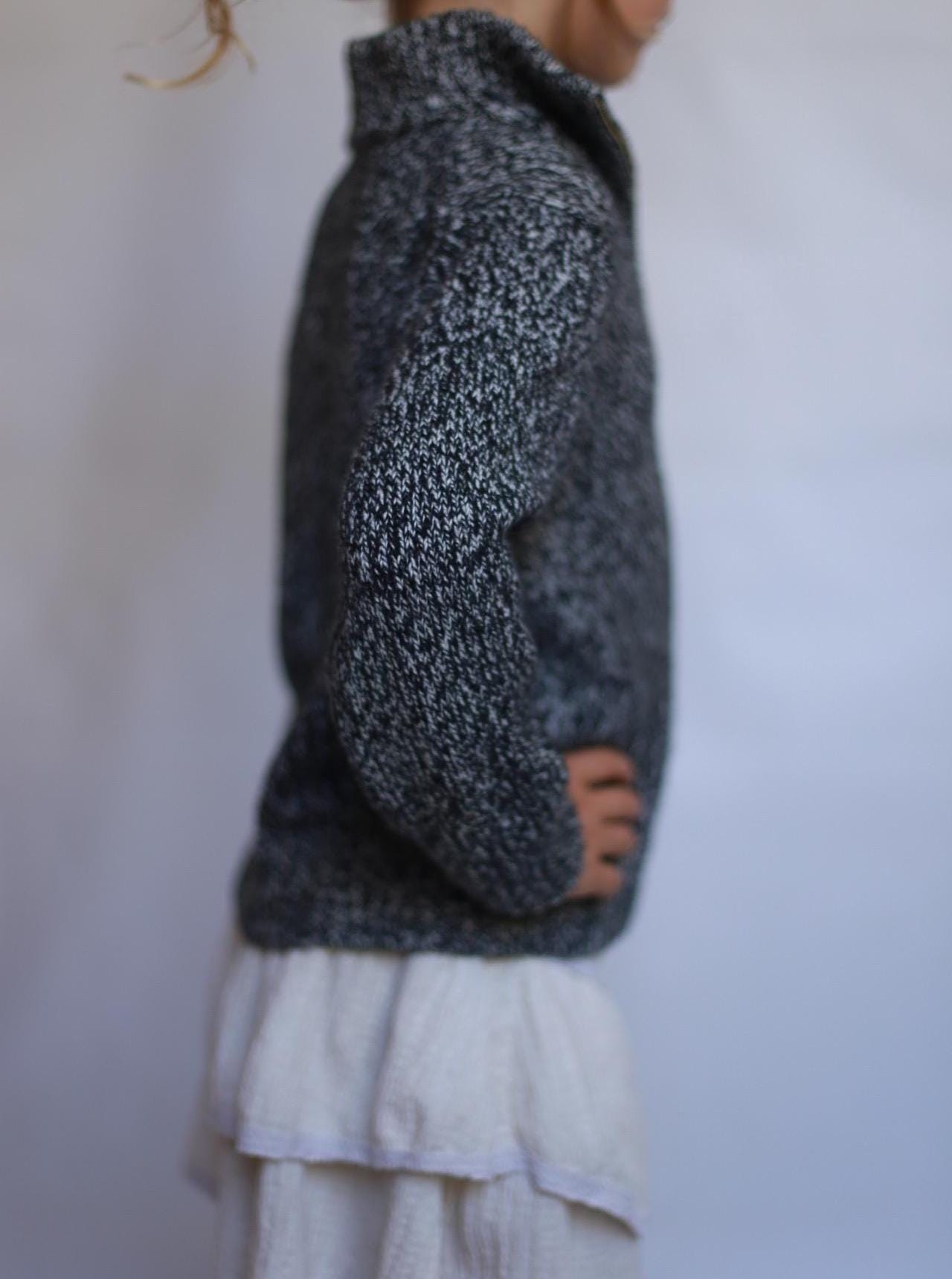 Polo Ralph Lauren grey speckled sweater, 100% cotton, relaxed fit, half zip collar, casual versatile, US 5 kids, everyday wear