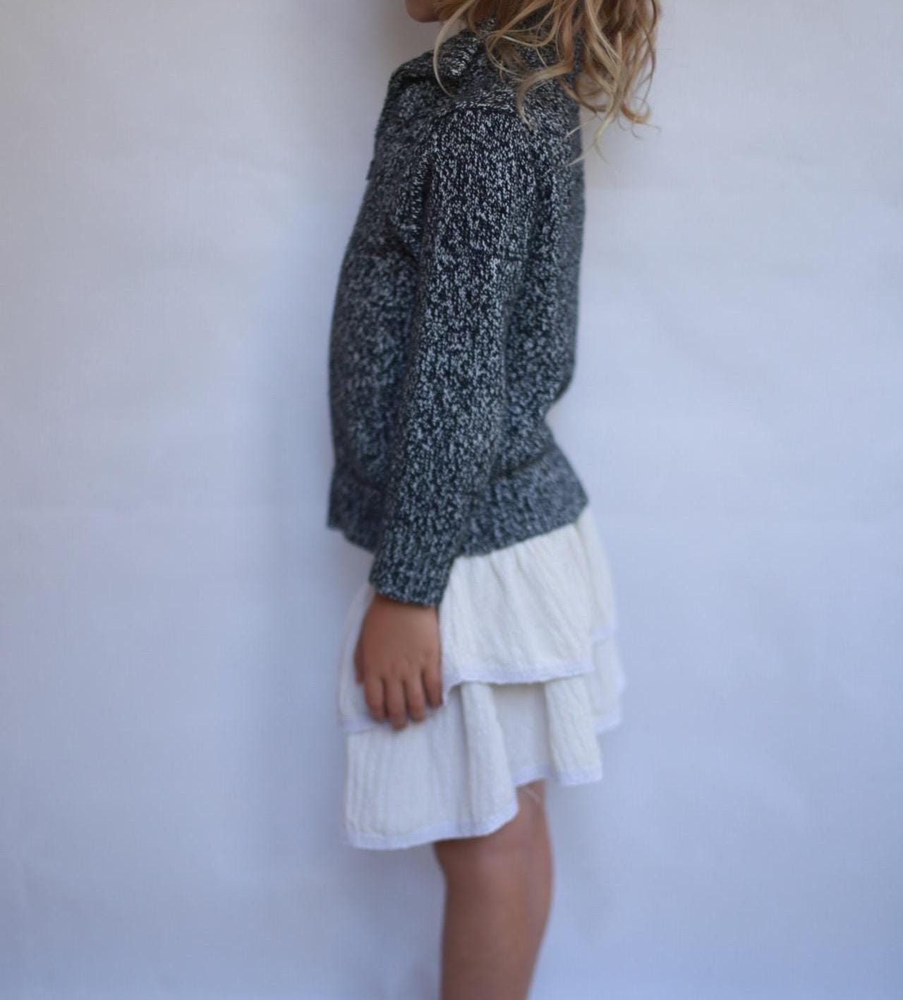 Polo Ralph Lauren grey speckled sweater, 100% cotton, relaxed fit, half zip collar, casual versatile, US 5 kids, everyday wear