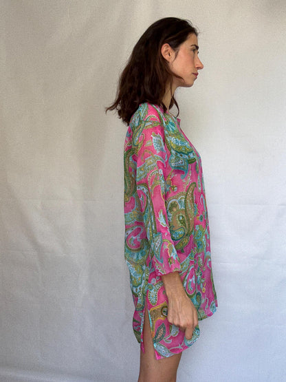 Bohemian Paisley Sheer Pool Dress — back view
