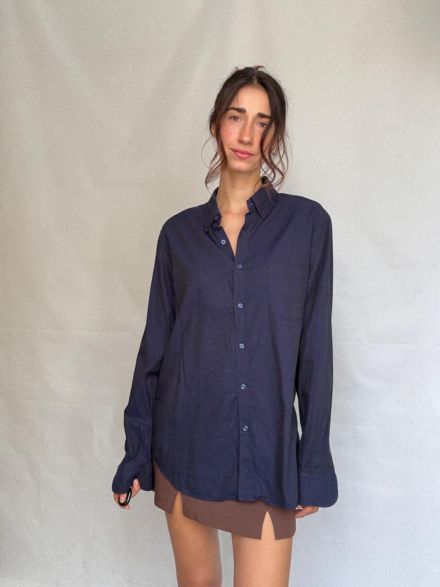 Massimo Dutti dark blue button up shirt, classic fit, minimalist chic, US XL, office casual