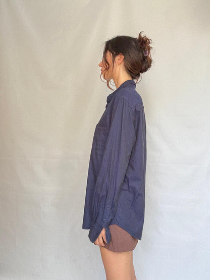Dark Blue Classic Fit Button-Up Shirt — additional view 7