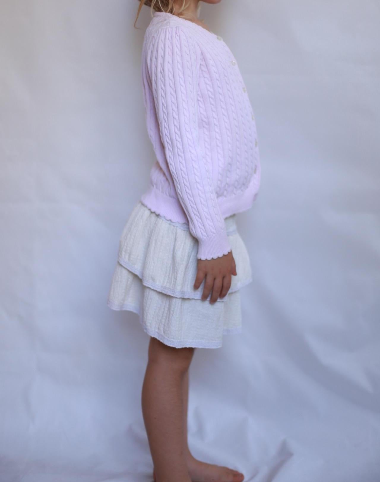 Polo Ralph Lauren light pink sweater, classic fit, cable knit texture, casual feminine, US 6 kids, versatile wear
