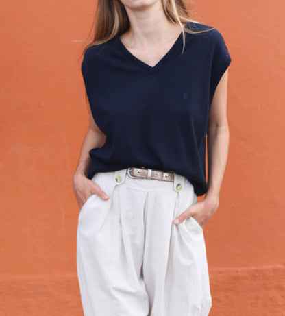 Navy Vintage Wool Blend Sweater Vest