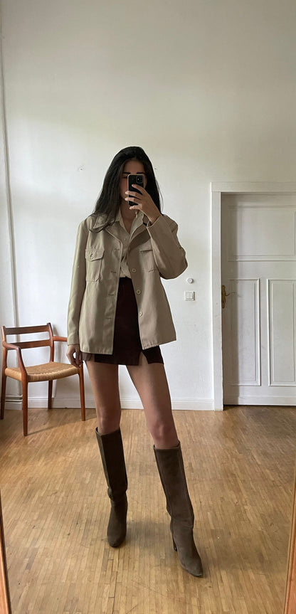 Modern Oversized Beige Jacket For Men — detail