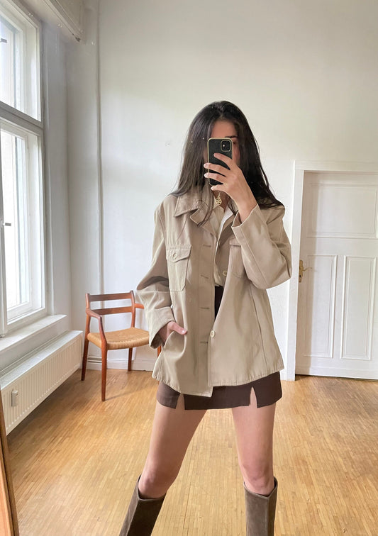 Vintage Mens Beige Jacket, Modern Cut, Lightweight Summer Blazer, Casual, Dark Academia Style, Oversized Fit, Trendy Wardrobe Essential